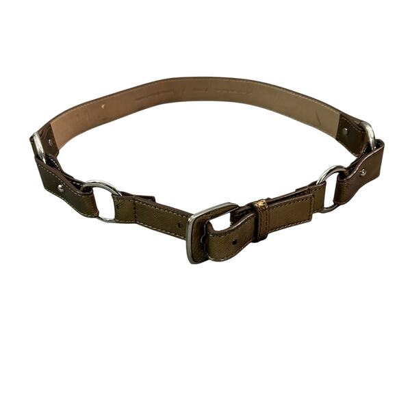 Via Spiga Vintage Bronze Metallic Italian Leather  Women's Belt Size Medium - Picture 1 of 12